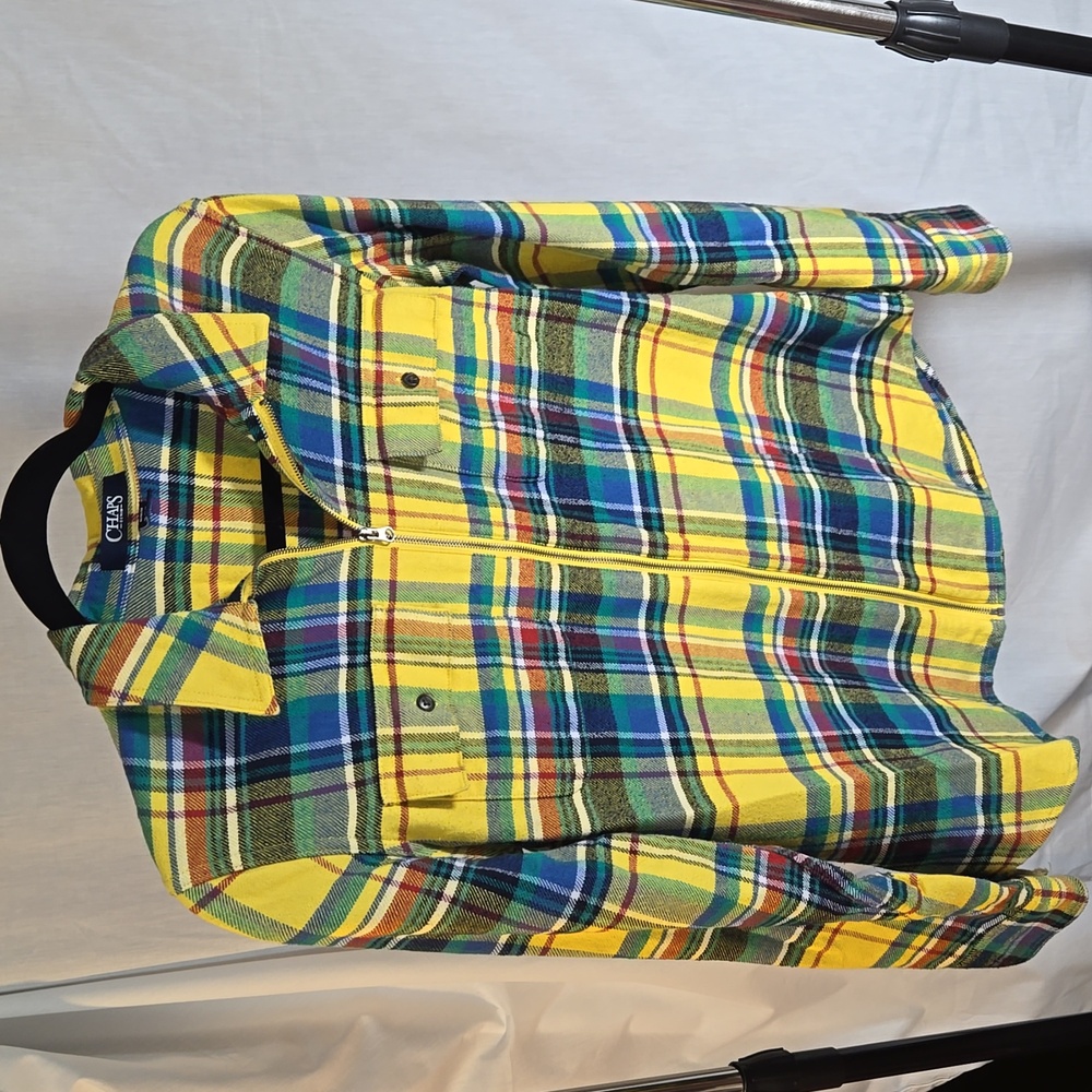 Chaps, Women's Long Sleeve Pullover, Patterned, Zip-Up, Size M, Yellow, Multicol